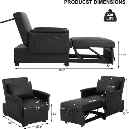 3-in-1 Convertible Chair Bed Sleeper