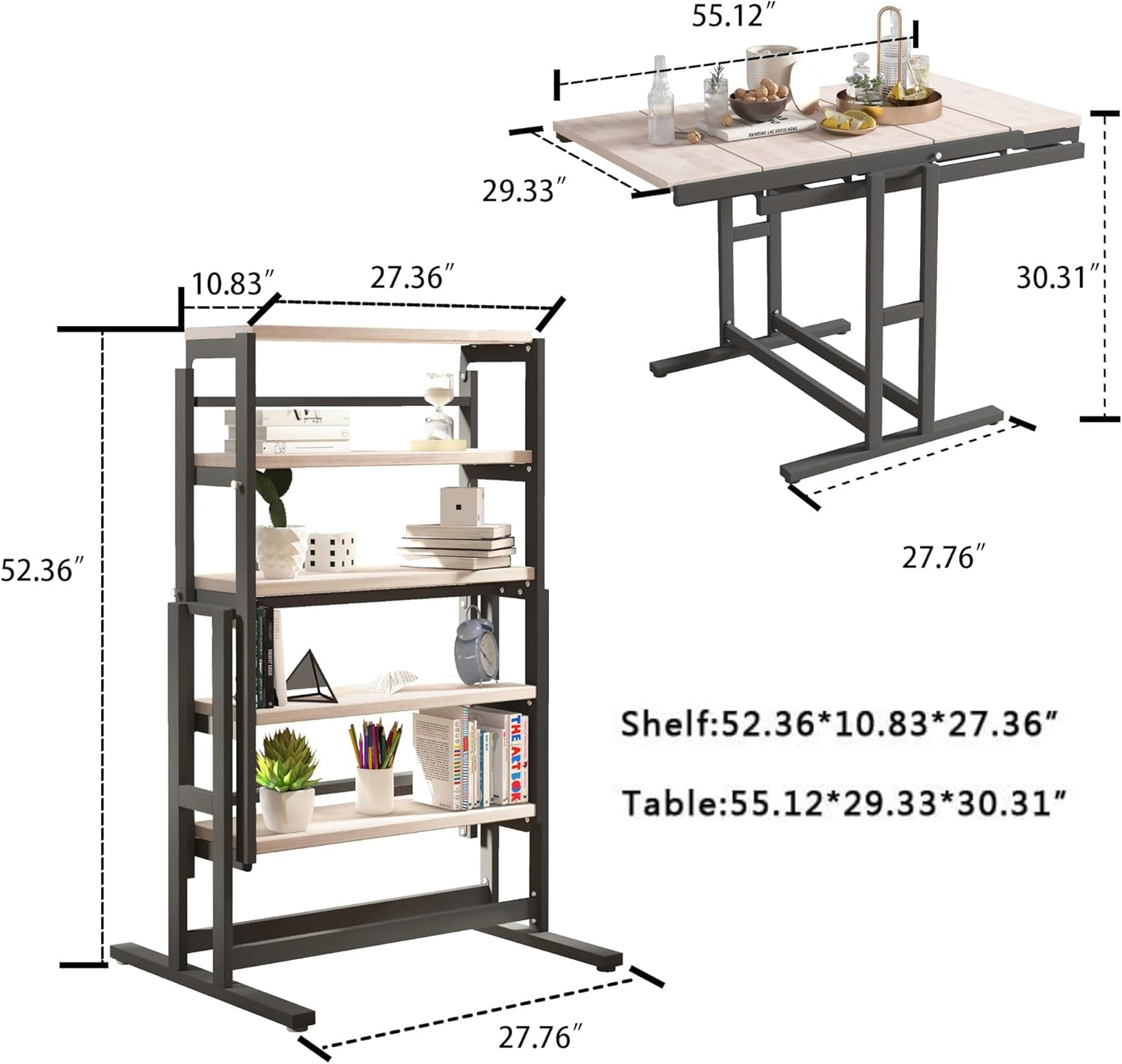 Extendable 5 Tier Shelf to Table