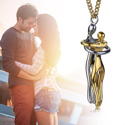 Couple Hugging Pendant Necklace