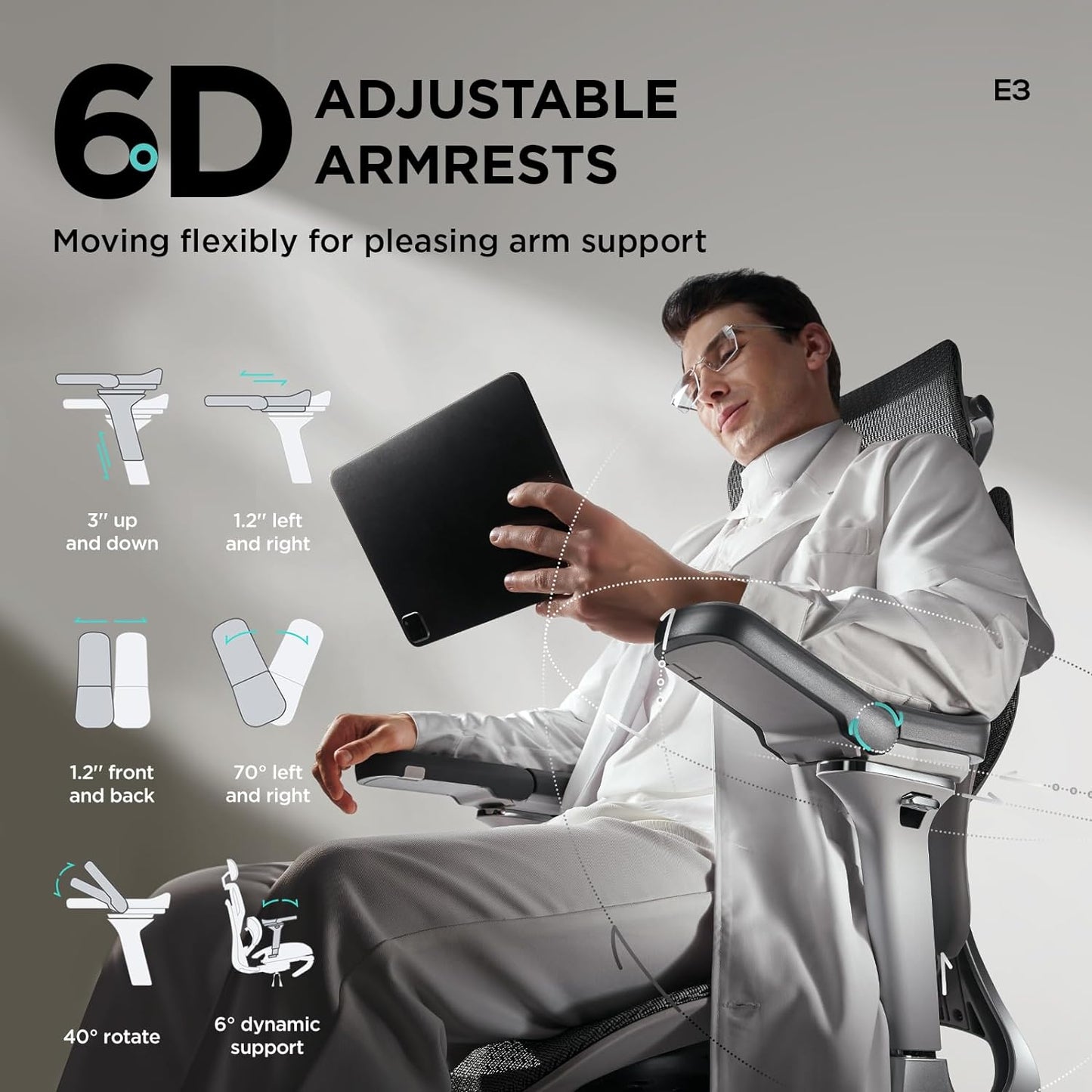 E3 Ergonomic Office Chair (With footrest)