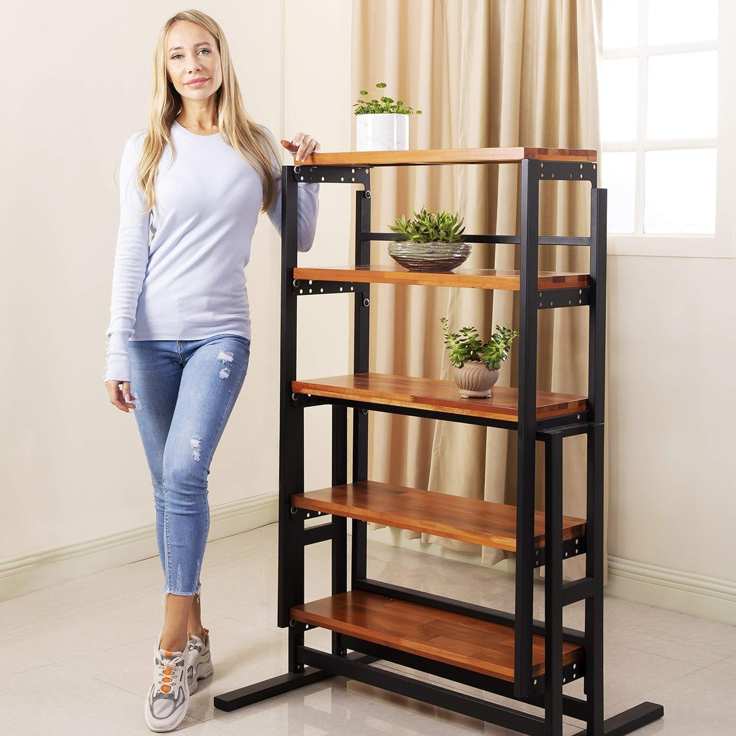 Extendable 5 Tier Shelf to Table