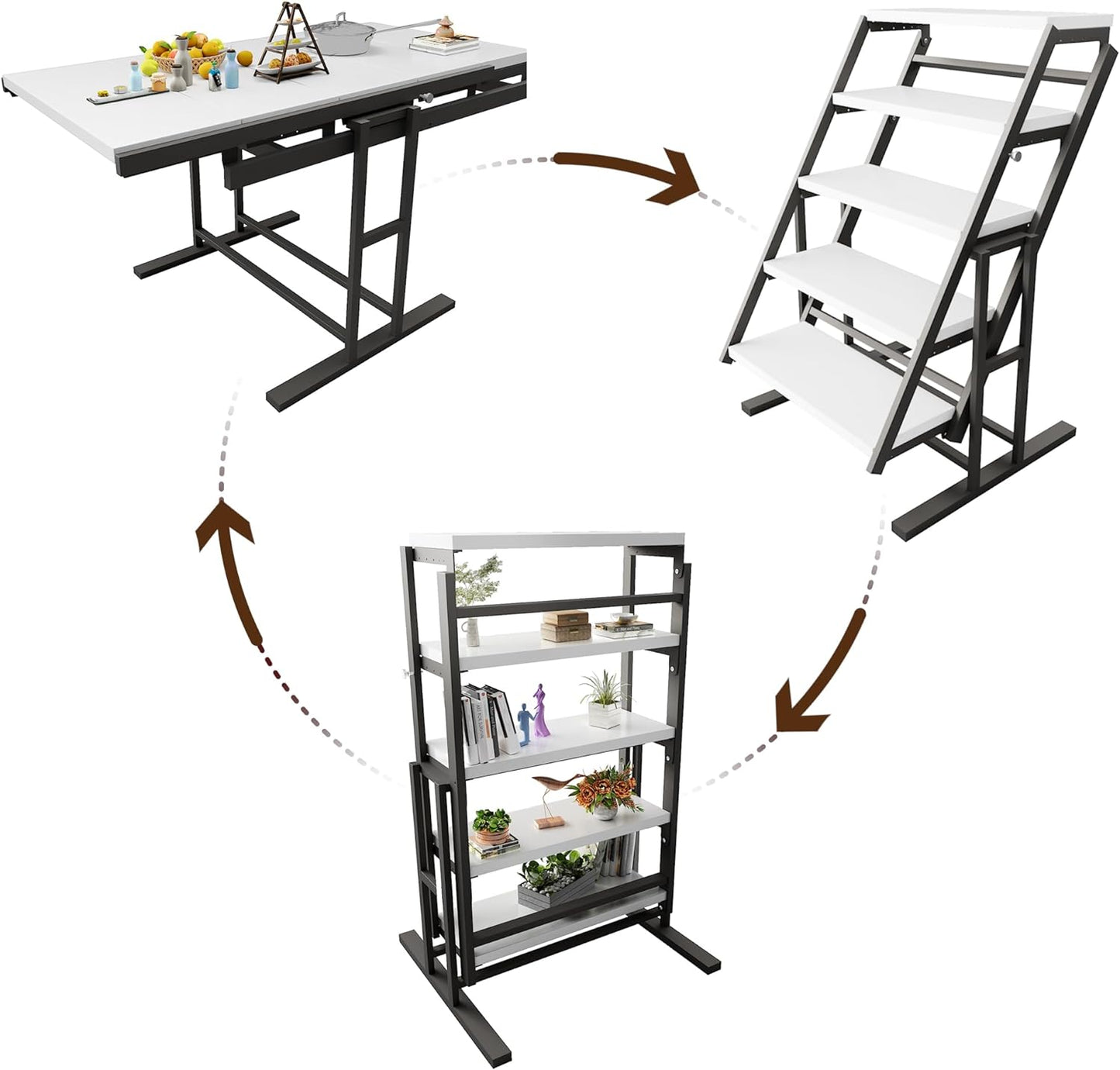 Extendable 5 Tier Shelf to Table