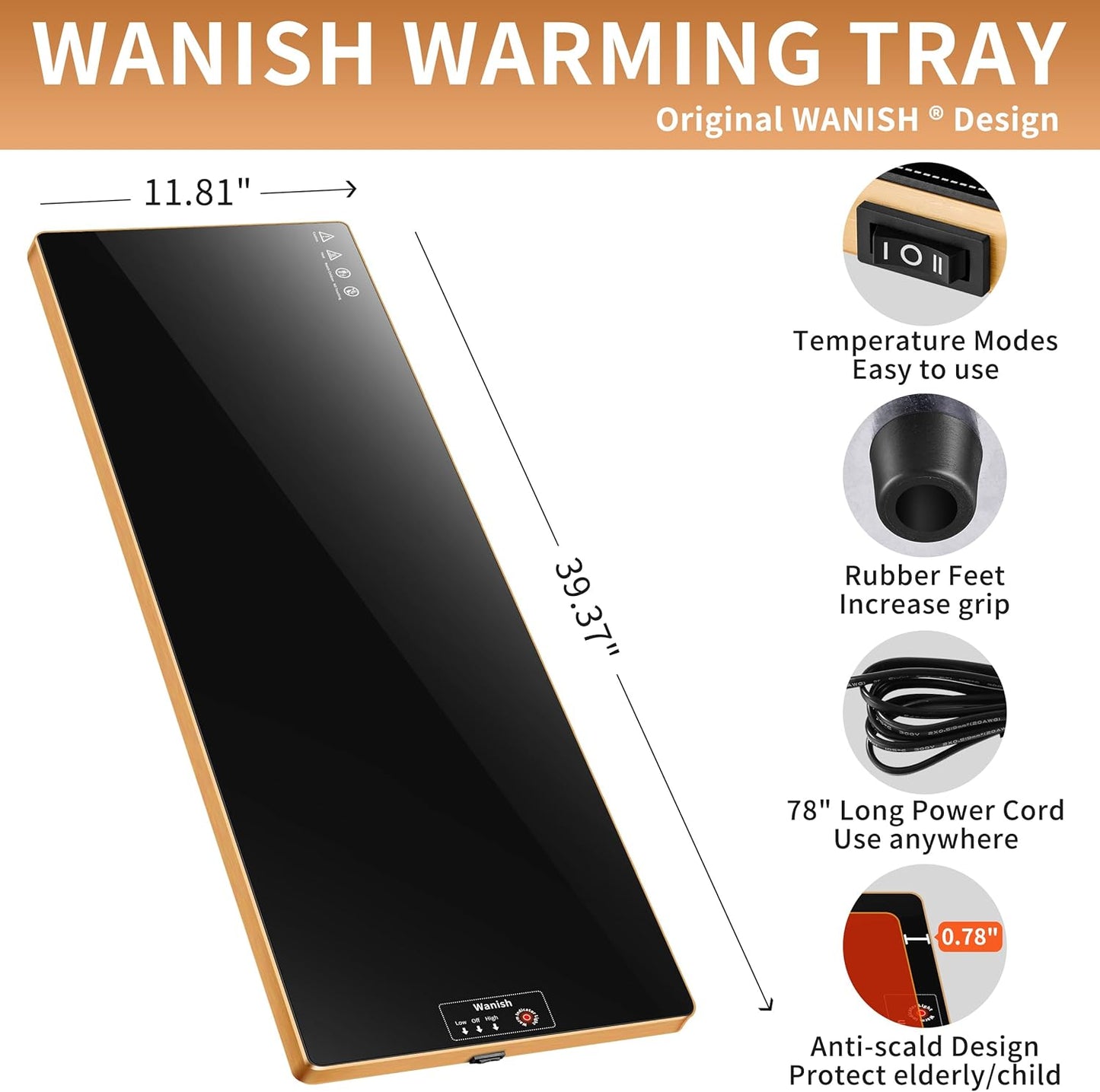 Wanish Electric Warming Tray Extra Long