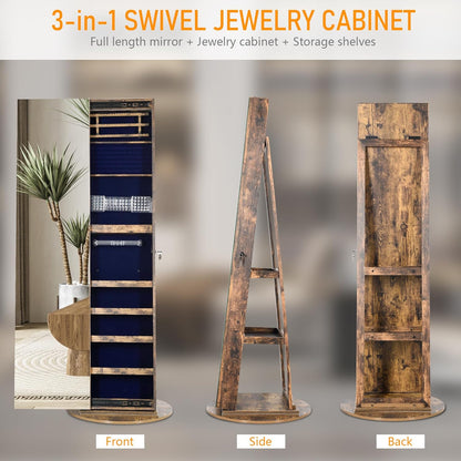 360° Swivel Jewelry Cabinet with Full Length Mirror