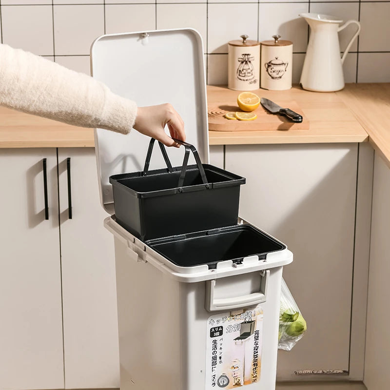 Double kitchen trash cans