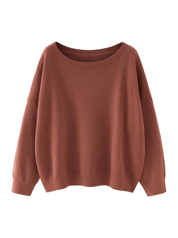 Women's Chic Plain Neck Long Sleeve