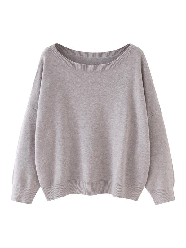 Women's Chic Plain Neck Long Sleeve