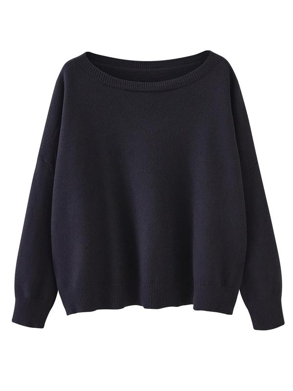 Women's Chic Plain Neck Long Sleeve