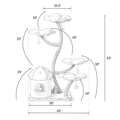EDEN Wood Floral Cat Tree Tower