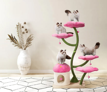 EDEN Wood Floral Cat Tree Tower